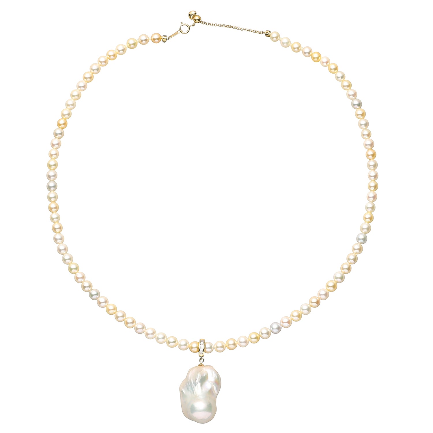 9.0-10.0 mm Multicolor South Sea Pearl Necklace & 25 - 27 mm Baroque Freshwater Pearl Pendant