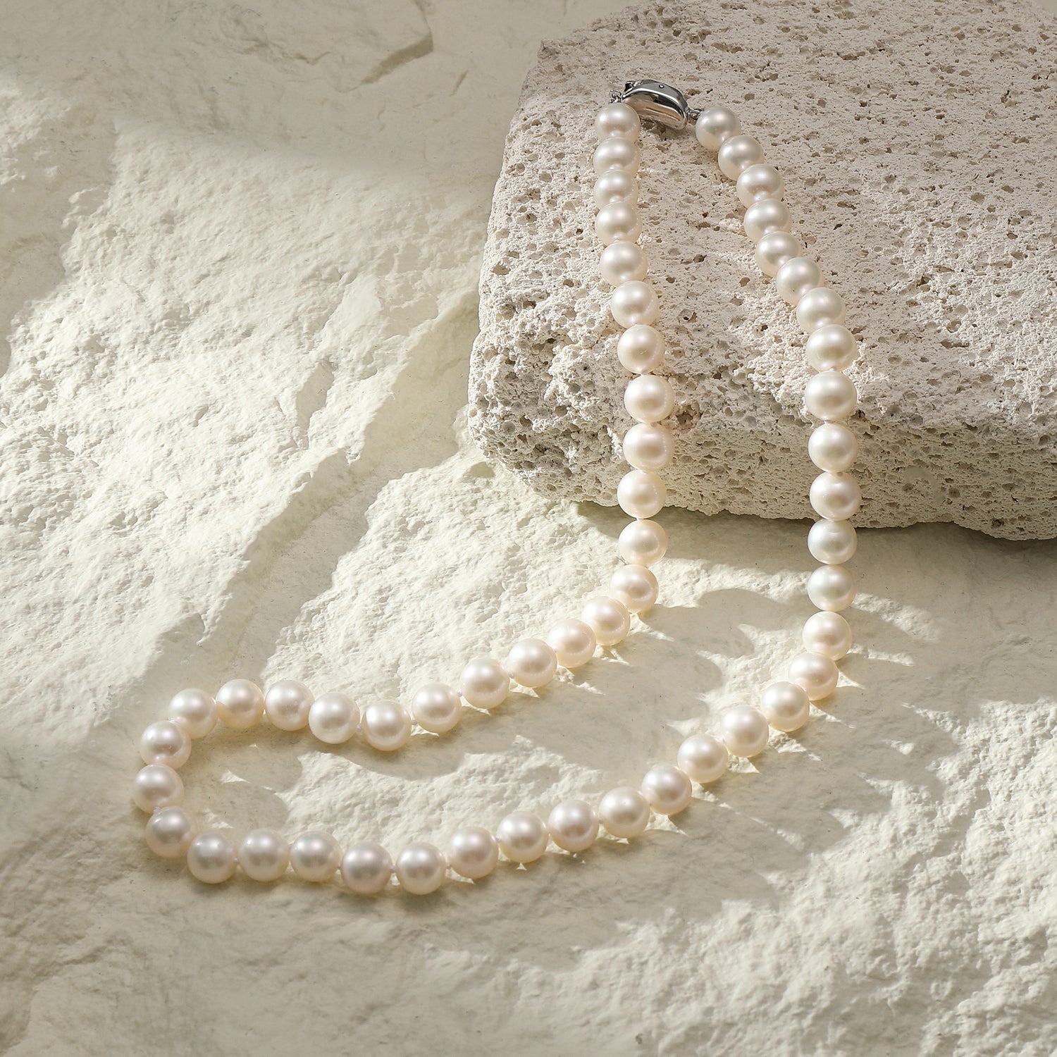 8.0-9.0 mm White Freshwater Pearl Necklace