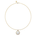 15-16 mm White Akoya Mabe Orient Pearl & Diamond Pendant