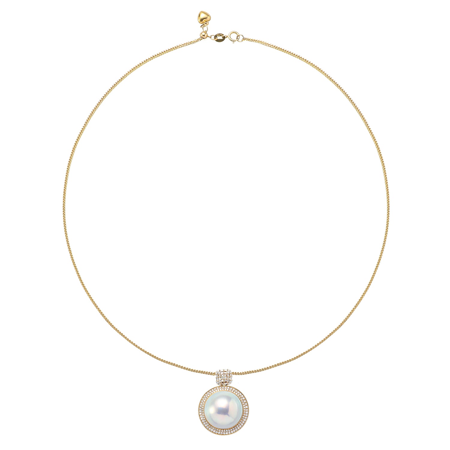 15-16 mm White Akoya Mabe Orient Pearl & Diamond Pendant