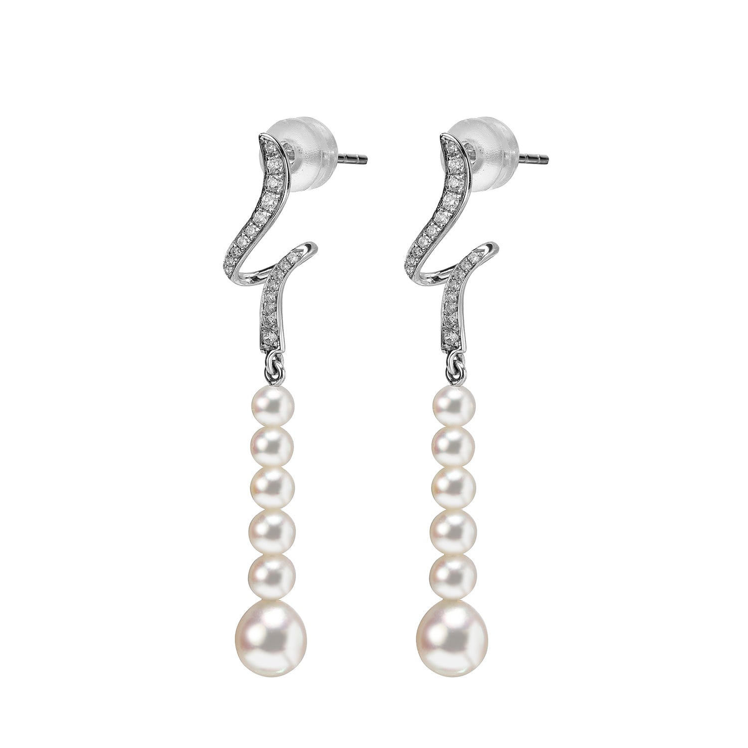 5.0-6.0 mm White Akoya Pearl Six Drop Earrings