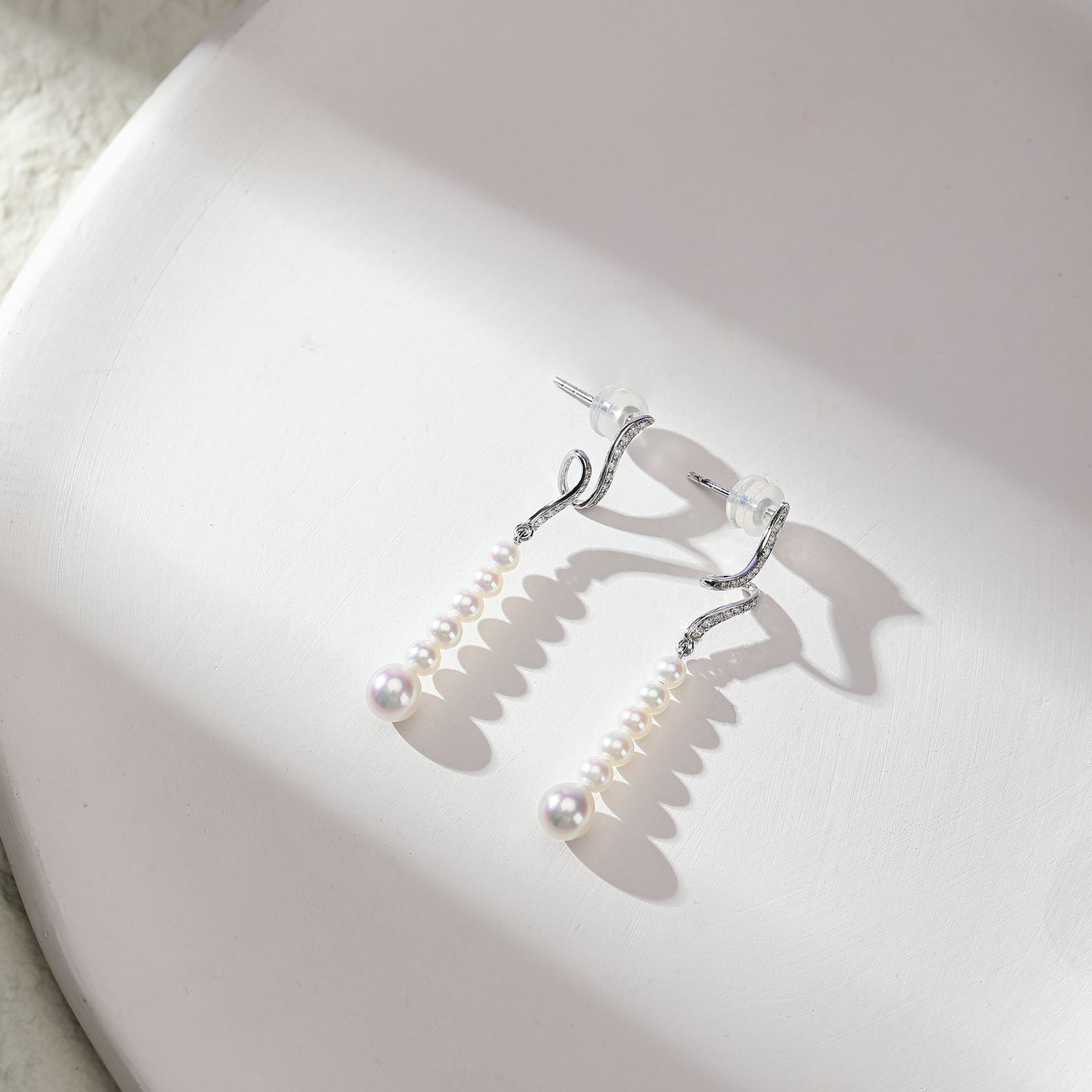 5.0-6.0 mm White Akoya Pearl Six Drop Earrings