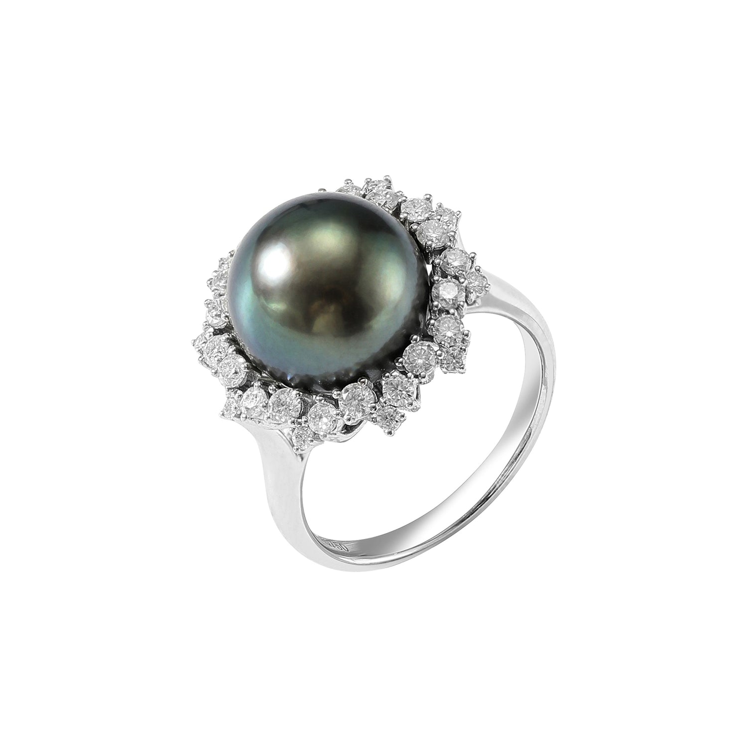 10.0-11.0 mm Tahitian Pearl and Diamond Ring