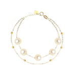 7.5-8.0 mm Akoya Pearl 18K Gold Double Strand Bracelet