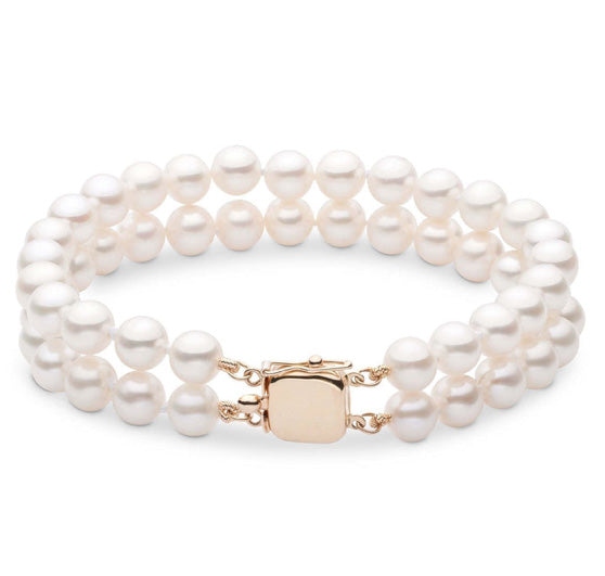 7.5-8.0 mm White Freshwater AAA Pearl Double Strand Bracelet